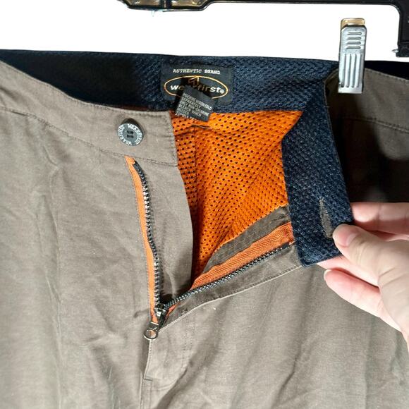 Wearfirst Men's 38x32 VTG Brown Cargo Pants Utililty Hiking Orange Mesh Lined - Picture 3 of 12